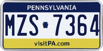 PA license plate MZS7364
