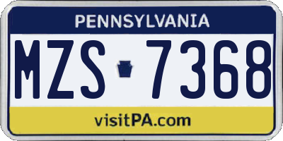 PA license plate MZS7368