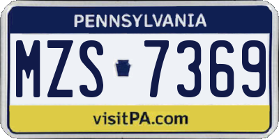 PA license plate MZS7369