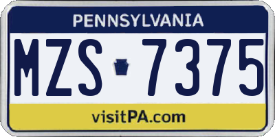 PA license plate MZS7375