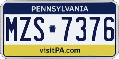 PA license plate MZS7376