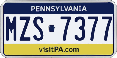 PA license plate MZS7377
