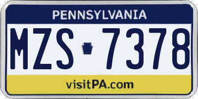 PA license plate MZS7378