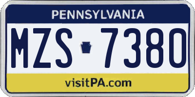 PA license plate MZS7380