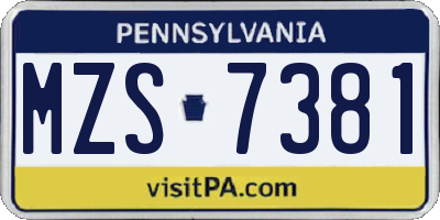 PA license plate MZS7381
