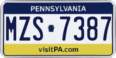 PA license plate MZS7387