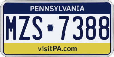 PA license plate MZS7388