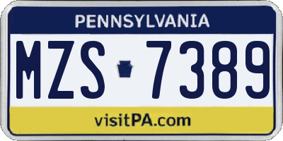 PA license plate MZS7389