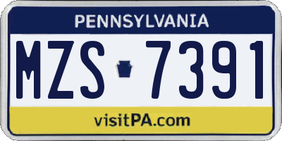 PA license plate MZS7391