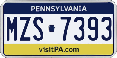 PA license plate MZS7393