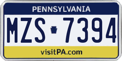 PA license plate MZS7394