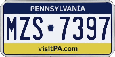 PA license plate MZS7397