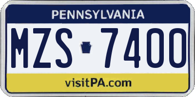 PA license plate MZS7400