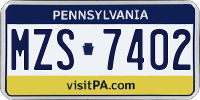 PA license plate MZS7402