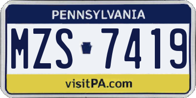 PA license plate MZS7419