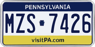 PA license plate MZS7426