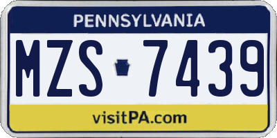 PA license plate MZS7439