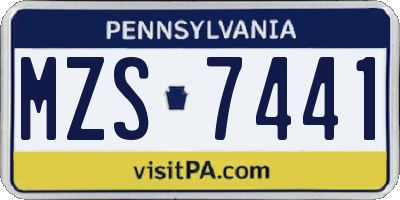 PA license plate MZS7441