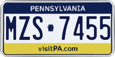 PA license plate MZS7455