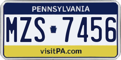 PA license plate MZS7456
