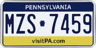 PA license plate MZS7459