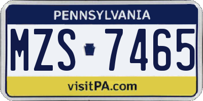 PA license plate MZS7465