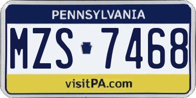 PA license plate MZS7468