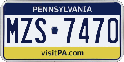 PA license plate MZS7470