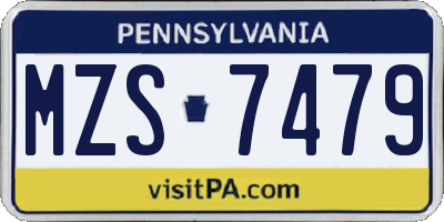 PA license plate MZS7479