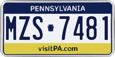PA license plate MZS7481