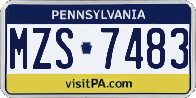 PA license plate MZS7483