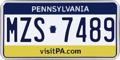 PA license plate MZS7489