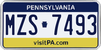 PA license plate MZS7493