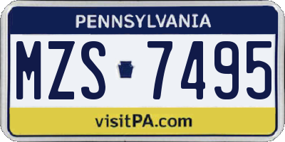 PA license plate MZS7495