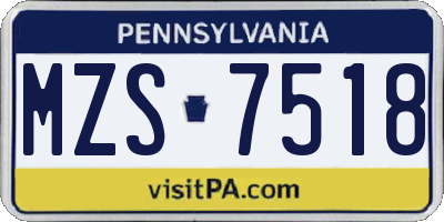 PA license plate MZS7518