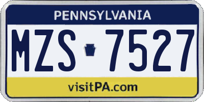 PA license plate MZS7527