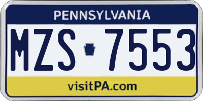 PA license plate MZS7553
