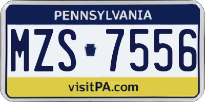 PA license plate MZS7556