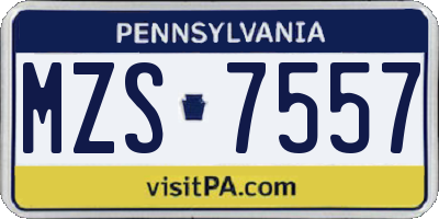 PA license plate MZS7557