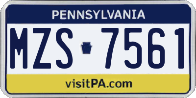PA license plate MZS7561