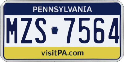 PA license plate MZS7564