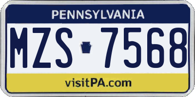 PA license plate MZS7568