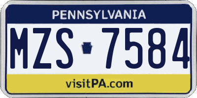 PA license plate MZS7584