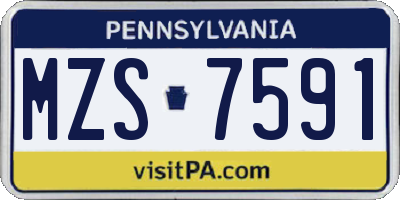 PA license plate MZS7591