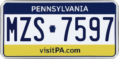 PA license plate MZS7597