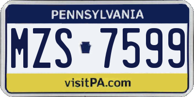 PA license plate MZS7599
