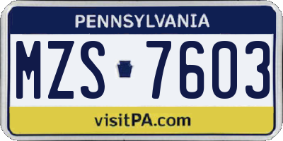 PA license plate MZS7603
