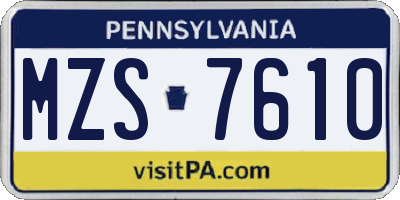 PA license plate MZS7610