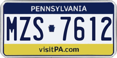 PA license plate MZS7612