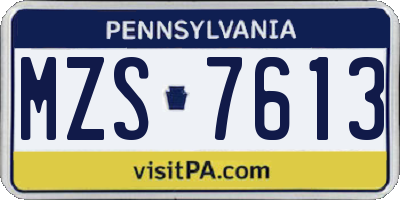 PA license plate MZS7613